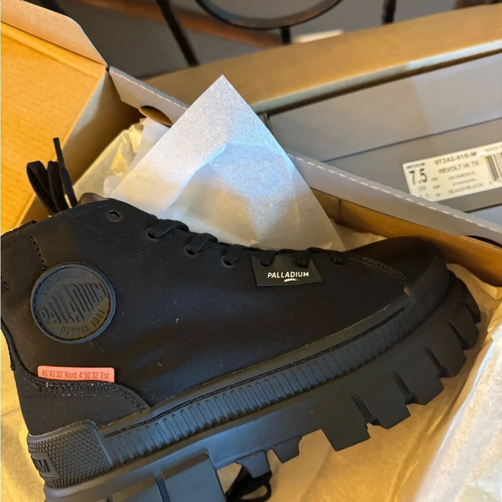 Palladium by Free Prople Black Platform Sneakers with Orange Accents - Picture 3 of 4